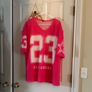 SHEIN Pink Mesh Short Sleeve Tee